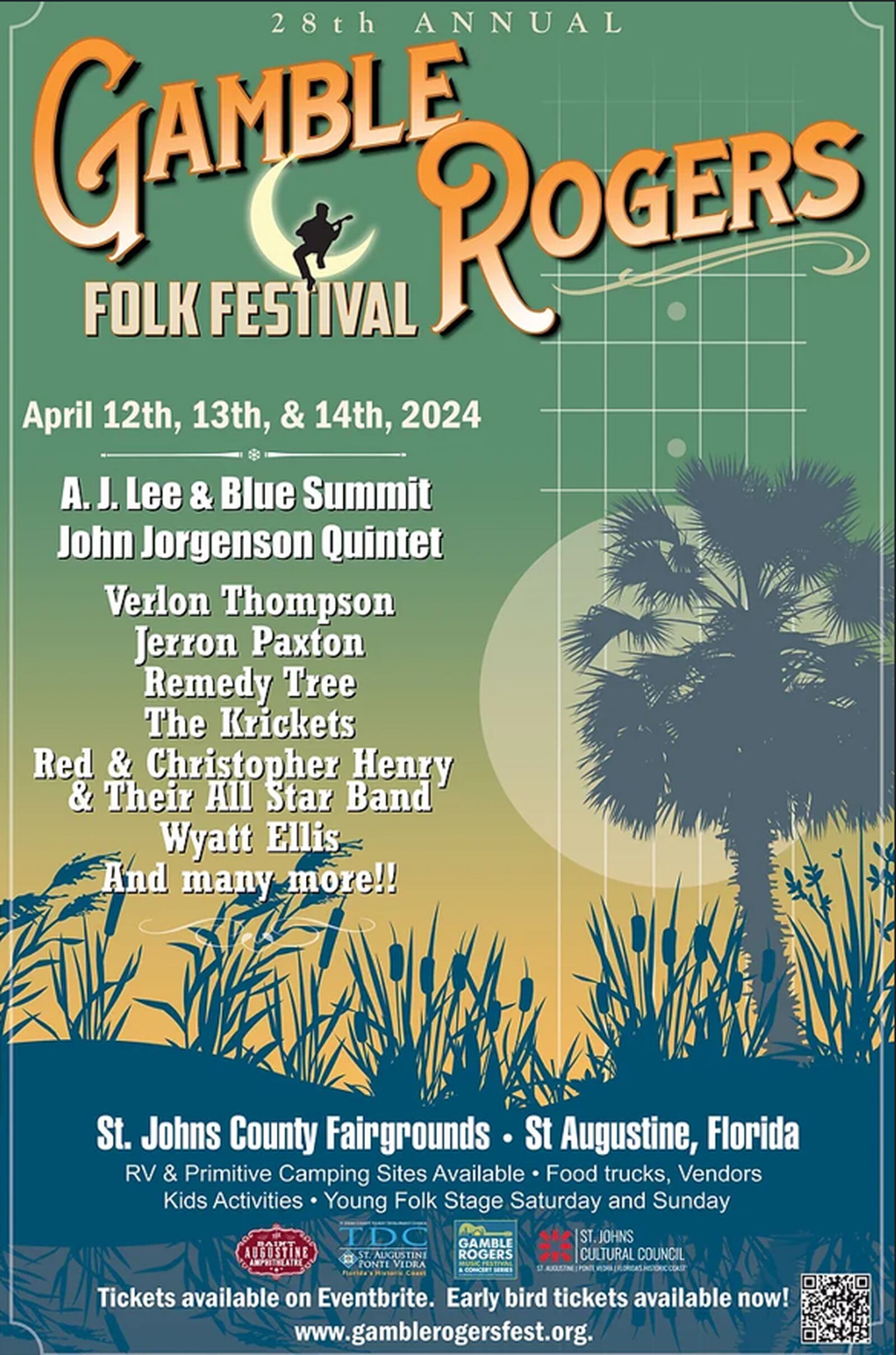 Early bird ticket sales for the Gamble Rogers Folk Festival Action
