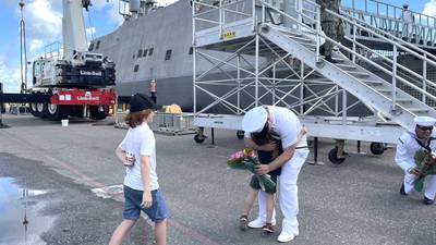 Welcome home sailors of USS Thomas Hudner