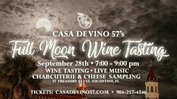 Taste wine under the full moon in St. Augustine