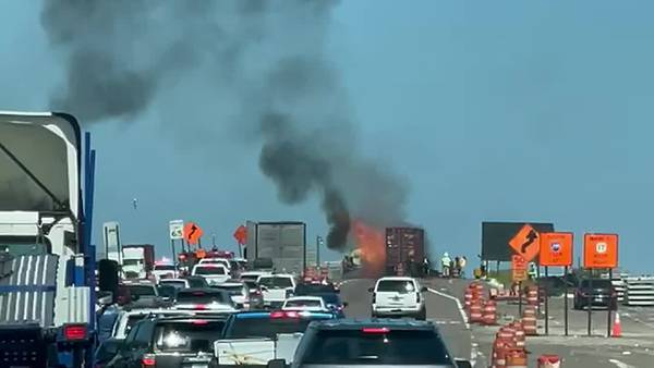 Semi truck catches on fire on I-295 South, driver unharmed 