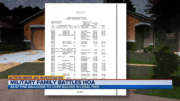 INVESTIGATES: HOA suing Jacksonville military family for $20,000 in attorney fees over $3.87 lien