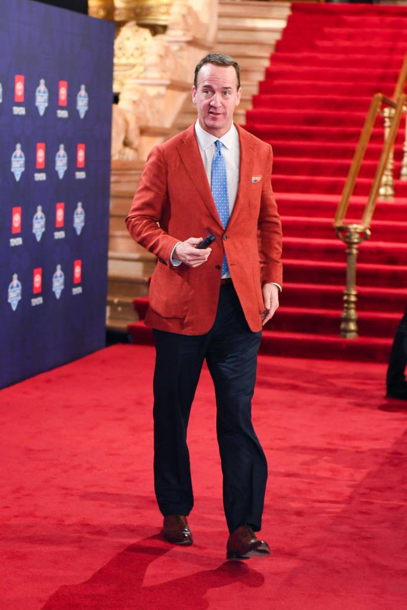 DETROIT, MICHIGAN - APRIL 25: Peyton Manning arrives to the 2024 NFL Draft at the Fox Theatre on April 25, 2024 in Detroit, Michigan. (Photo by Aaron J. Thornton/Getty Images)