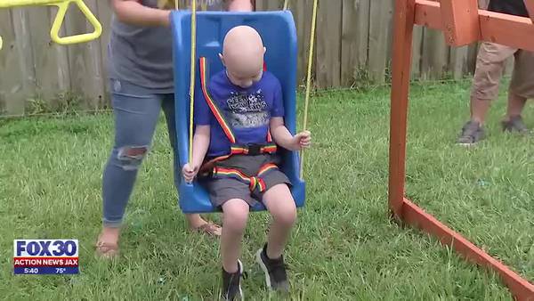 ‘So much joy:’ Clay County boy fighting cancer gets a brand-new playset