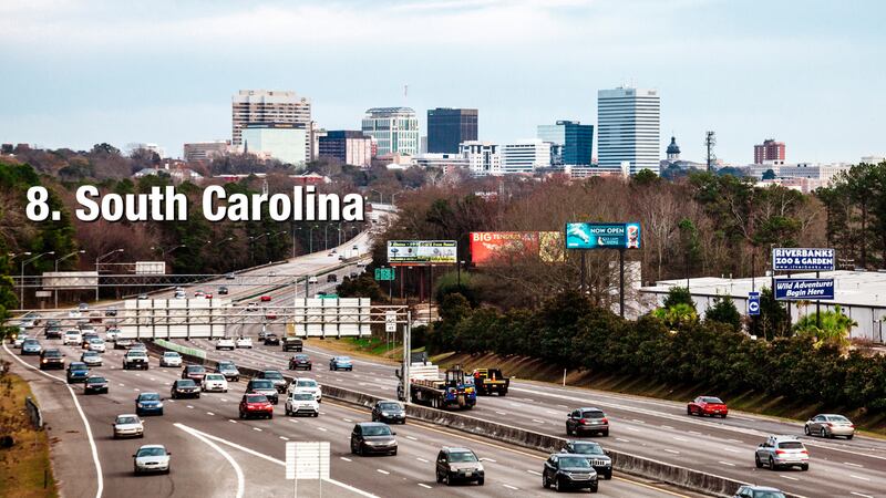 South Carolina: 29.12 driving incidents per 1,000 residents