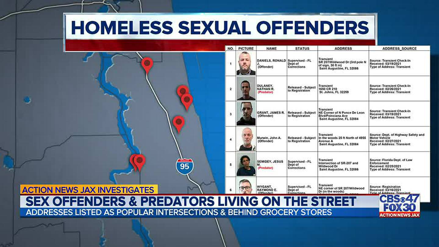 INVESTIGATES: Sex offenders & predators living on the street – Action News  Jax