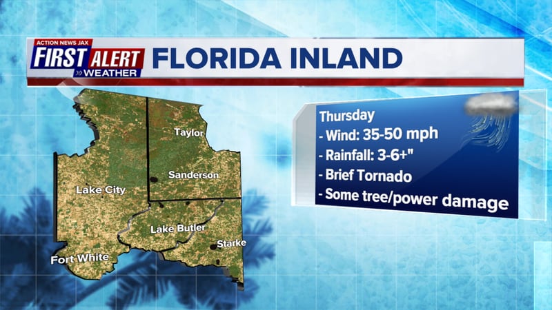 Nicole: Forecasted impacts for inland Northeast Florida.