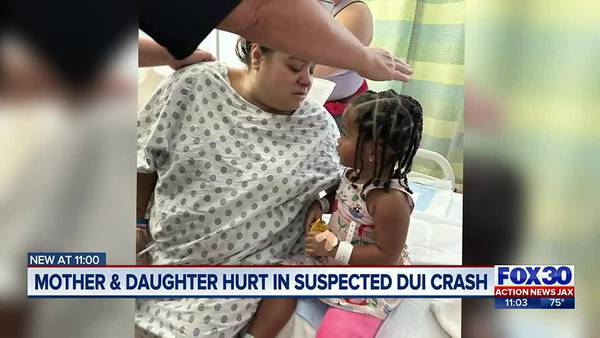 Jacksonville mother, 3-year-old daughter healing after serious car crash with suspected drunk driver