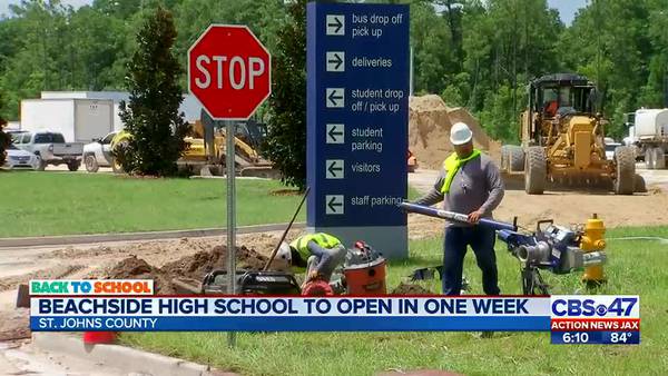 New St. Johns High School still under construction, but ready to open next Monday