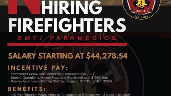 St. Johns County now hiring firefighter/EMT and paramedics 