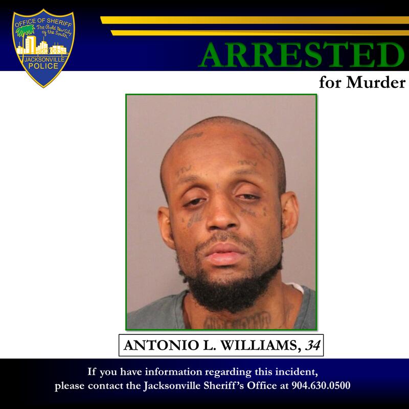 Williams was arrested for murder and possession of a firearm by a convicted felon.
