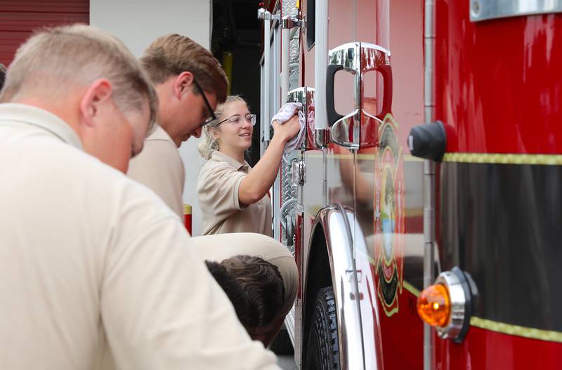 Station 20 was joined by recruits to celebrate receiving new rescue pumper truck, Engine 20 on Monday.