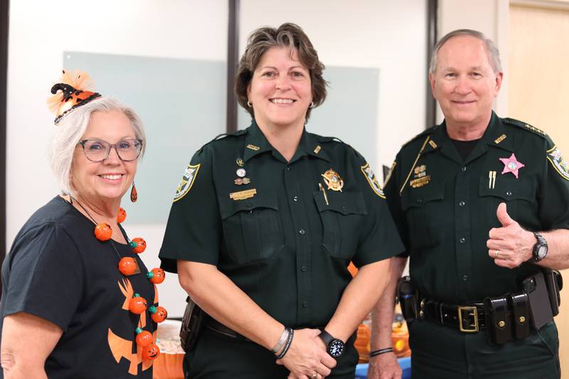 Sheriff Leeper and K9 Tank from Nassau County Sheriff's Office went to Baptist Medical Center in Nassau to judge their favorite pumpkins.