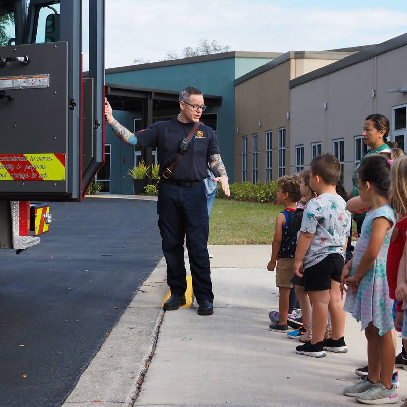 The crew talked about their fire truck, the equipment and the tools they use.