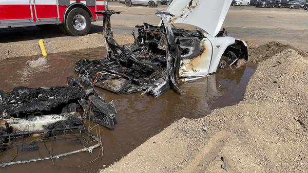 Photos: Tesla repeatedly catches fire at California wrecking yard
