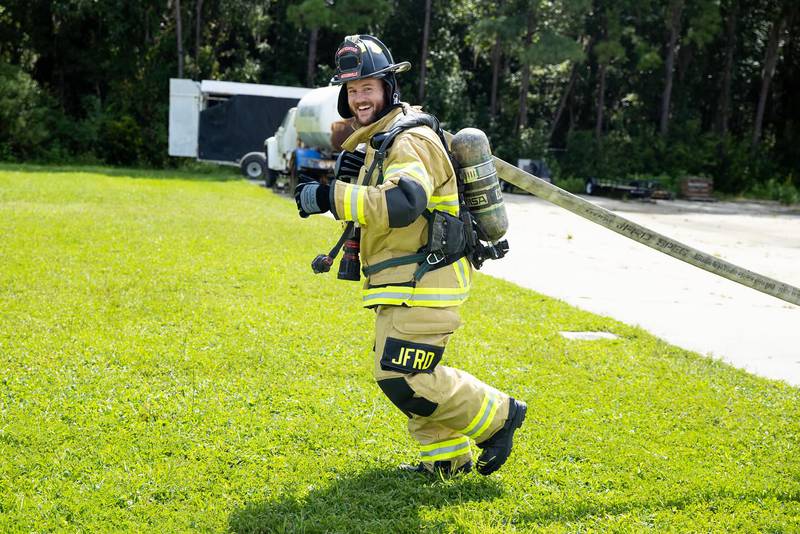 JFRD put Jags' Luke Fortner through the paces of being a firefighter.
