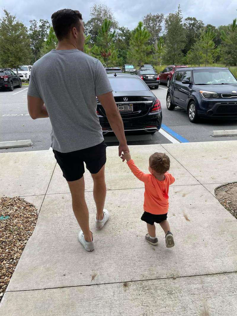 Austin Fitzgerald and his 2-year-old son, Myles.