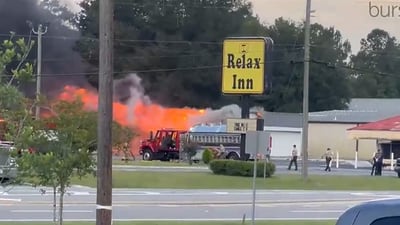 Photos: Raging fire at the Relax Inn in Folkston, Charlton County, Georgia