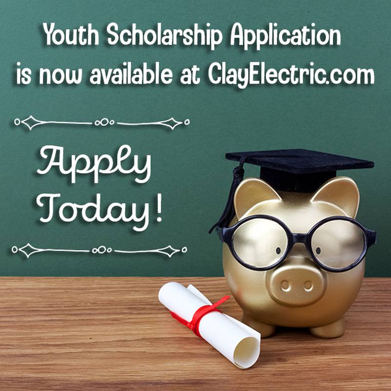 The scholarship form is available at ClayElectric.com and in high school guidance counselor offices.