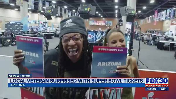 Jacksonville veteran surprised with tickets to Super Bowl LVII