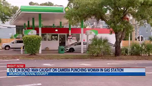 Out on bond: Man caught on camera punching woman in gas station