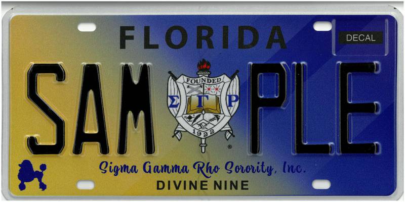 Sigma Gamma Rho Florida specialty plate