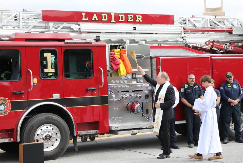 “This is a beautiful event to mark the achievement of obtaining these two new trucks,” Acting Fire Chief David Motes said.