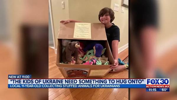 St. Johns County 11-year-old collecting stuffed toys for kids in Ukraine
