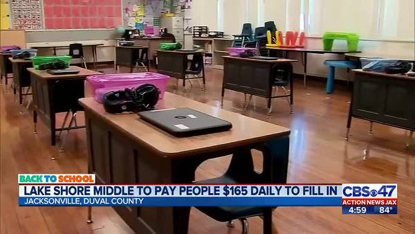 Substitutes being offered $165 a day to work positions at critical needs schools in Duval County