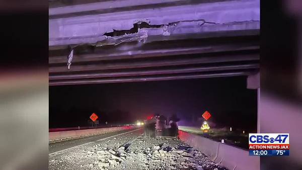 Dump truck damages bridge over I-95