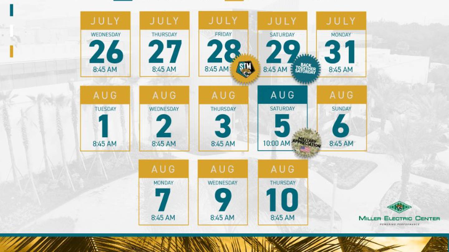 Jaguars announce dates for training camp practices open to fans at