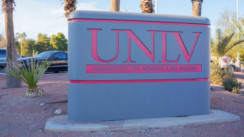 LAS VEGAS, NEVADA - DECEMBER 06: A UNLV sign sits on the UNLV campus on December 06, 2023 in Las Vegas, Nevada. According to Las Vegas Metro Police, a suspect is dead and multiple victims are reported after a shooting on the campus. (Photo by Mingson Lau/Getty Images