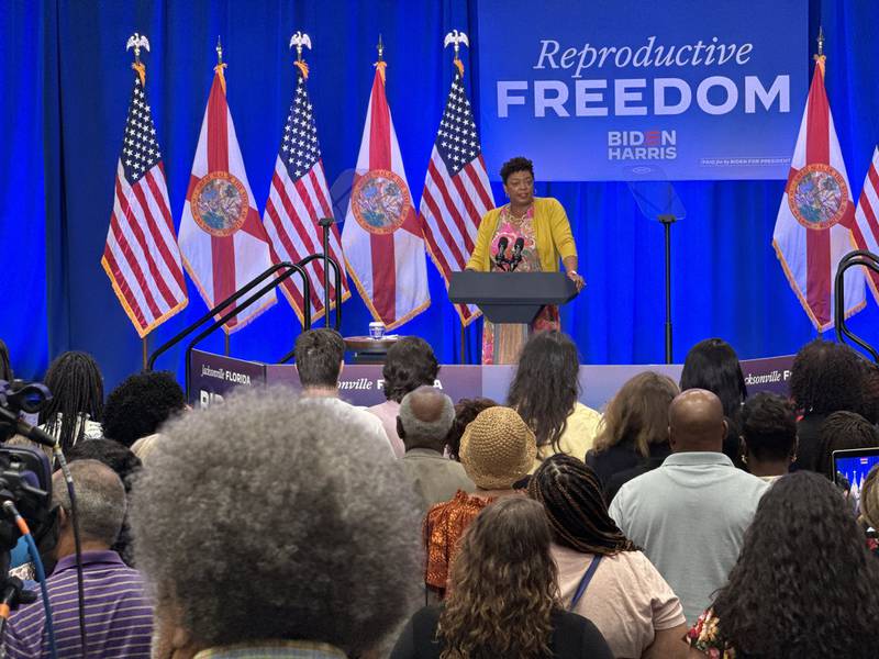 Vice President Kamala Harris visits Jacksonville to talk about "reproductive freedom" on May 1, 2024.