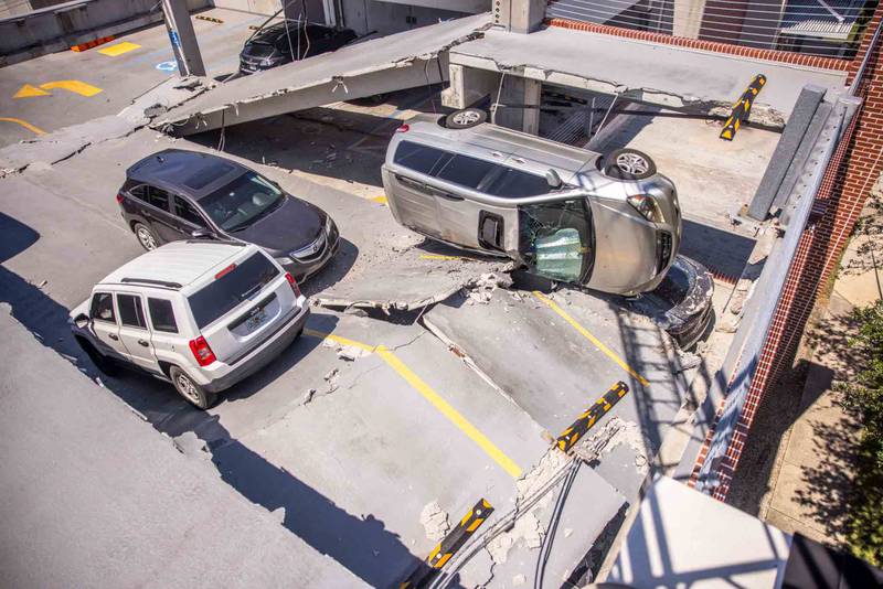 The Jacksonville Fire and Rescue Department shared images from the partial garage collapse at Ascension St. Vincent's Riverside on Tuesday, Sept. 12.