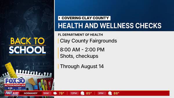 Florida Department of Health offering checkups, shots, physicals to students before school starts