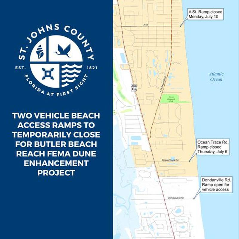Two vehicle beach access ramps to temporarily close for Butler Beach Reach FEMA Dune Enhancement Project.
