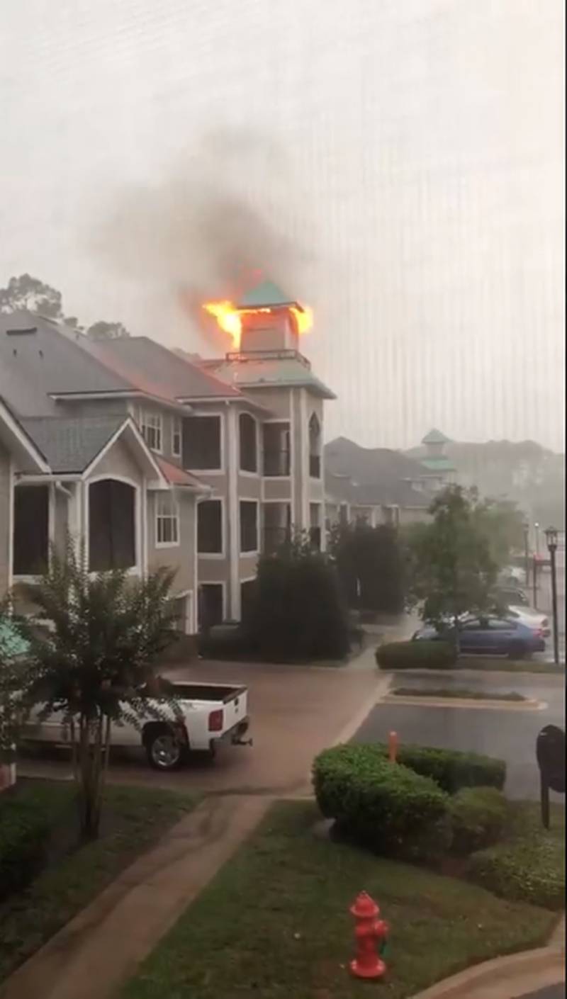 Lightning sparks fire at World Golf Village condo complex on June 16, 2021.