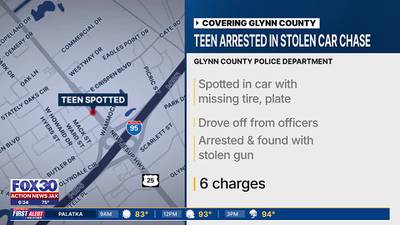 Glynn County police pursuit leads to arrest of armed 13-year-old in stolen vehicle