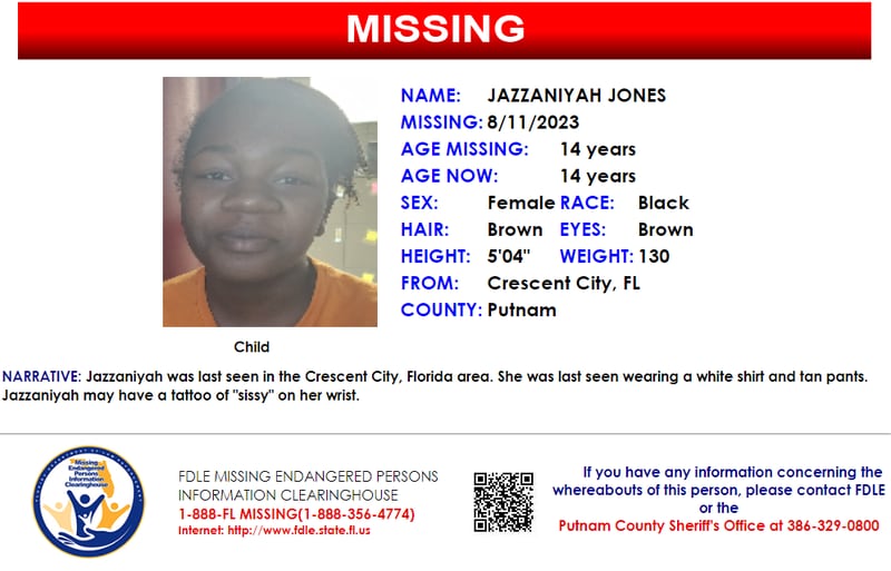 Jazzaniyah Jones was reported missing from Crescent City on Aug. 11, 2023.
