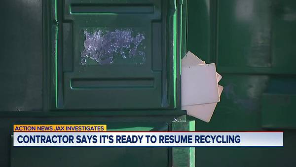 Action News Jax Investigates: Contractor says it's ready to resume recycling