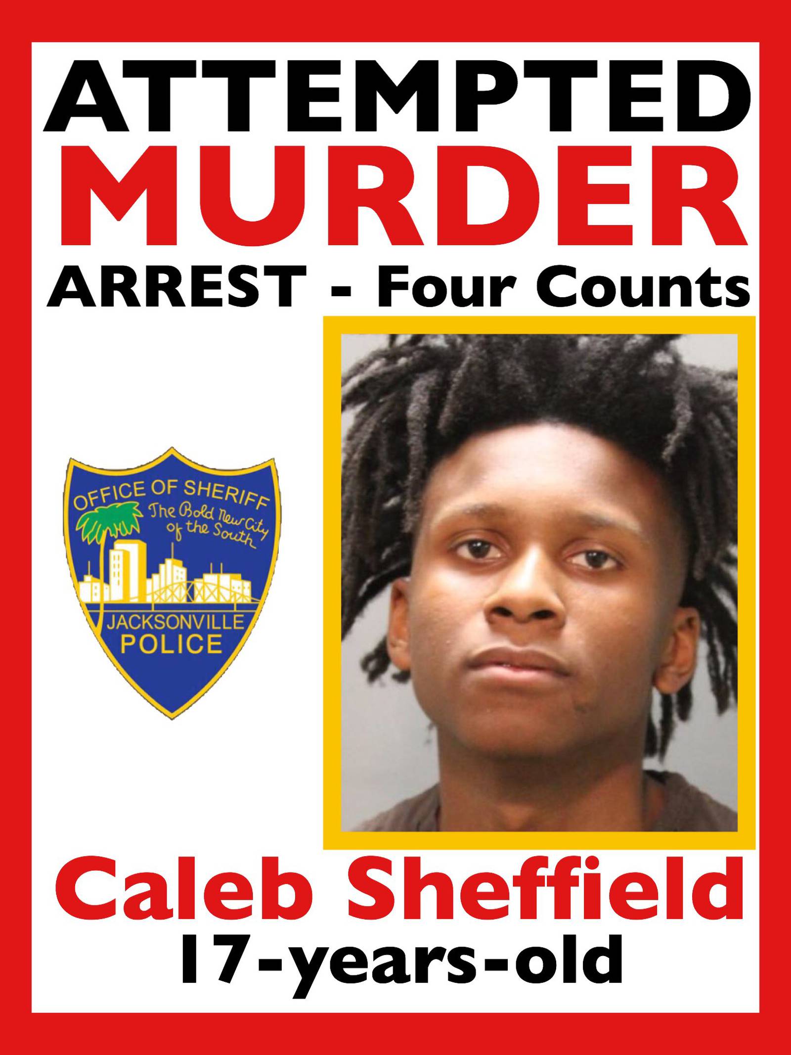 Jacksonville police arrest 17yearold suspect for four counts of