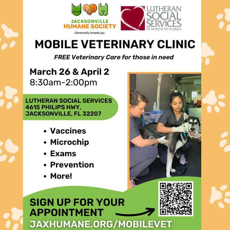 JHS will provide free veterinary care for those that book appointments on March 26 and April 2.