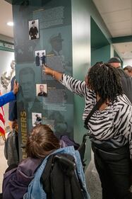 Family members of Sherman Byrd, the first African American Explosive Ordnance Disposal (EOD) Technician, attend the Pentagon EOD corridor exhibit unveiling in Arlington, Va., April 23, 2024.  The EOD Exhibit is the first and only exhibit of its kind in the Pentagon and represents the history, mission, culture, and tools of the Joint EOD Force. (U.S. Army photo by Christopher Kaufmann)