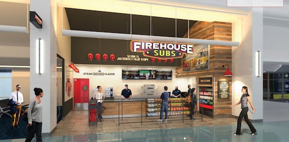 Firehouse Subs will operate a location near Gate C3, offering both hot and cold specialty sandwiches.