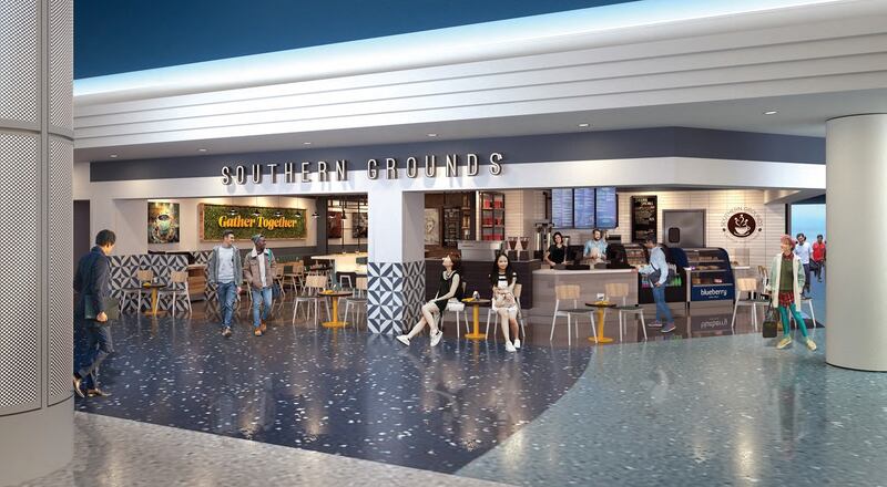 Southern Grounds, which opened its first location in the airport in February in Concourse A, will now also open a new location in the pre-security center court area, JAA said.