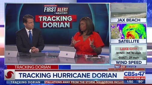 John Bachman and Tenikka Hughes cover Hurricane Dorian in 2019.