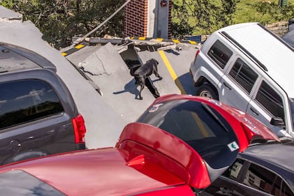 The Jacksonville Fire and Rescue Department shared images from the partial garage collapse at Ascension St. Vincent's Riverside on Tuesday, Sept. 12.