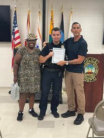 Officer Jarman was awarded for outstanding customer service to the community.