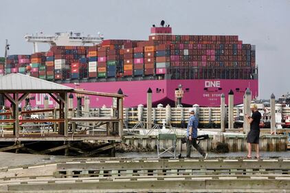 ONE STORK, the largest vessel to ever come into JAXPORT, entered the St. Johns River on Tuesday morning.