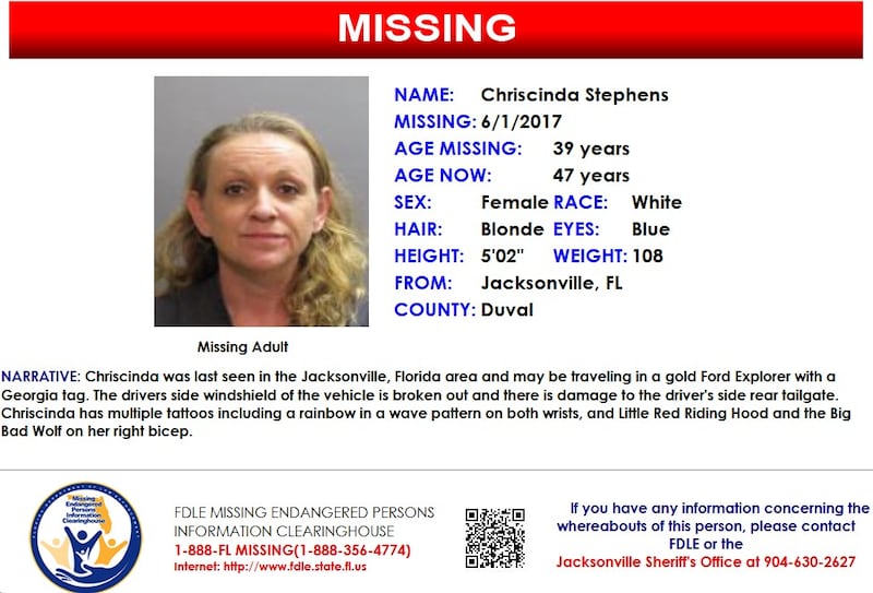 Chriscinda Stephens was reported missing from Jacksonville on June 1, 2017.