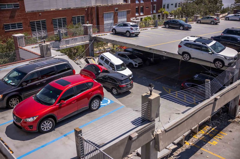 The Jacksonville Fire and Rescue Department shared images from the partial garage collapse at Ascension St. Vincent's Riverside on Tuesday, Sept. 12.